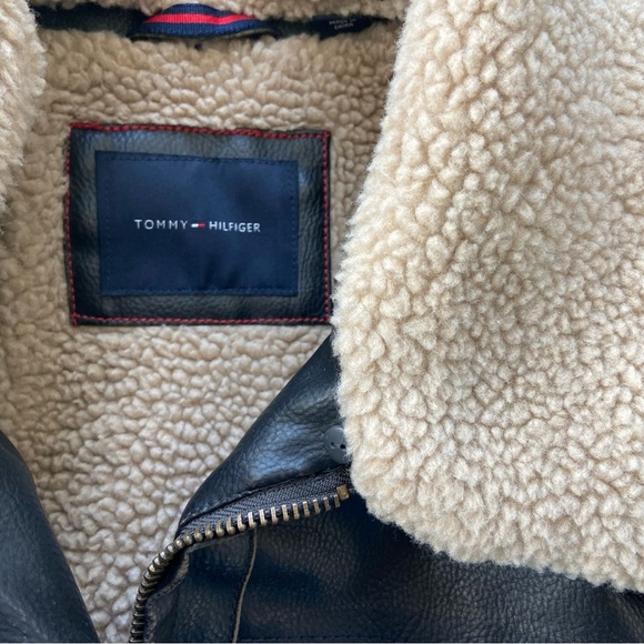 Vintage Tommy Hilfiger Leather Aviator Bomber Jacket - Picture 5 of 6